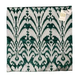 NWT Callisto Home Emerald Green Velour & Silver Pattern 22x22” Pillow Cover